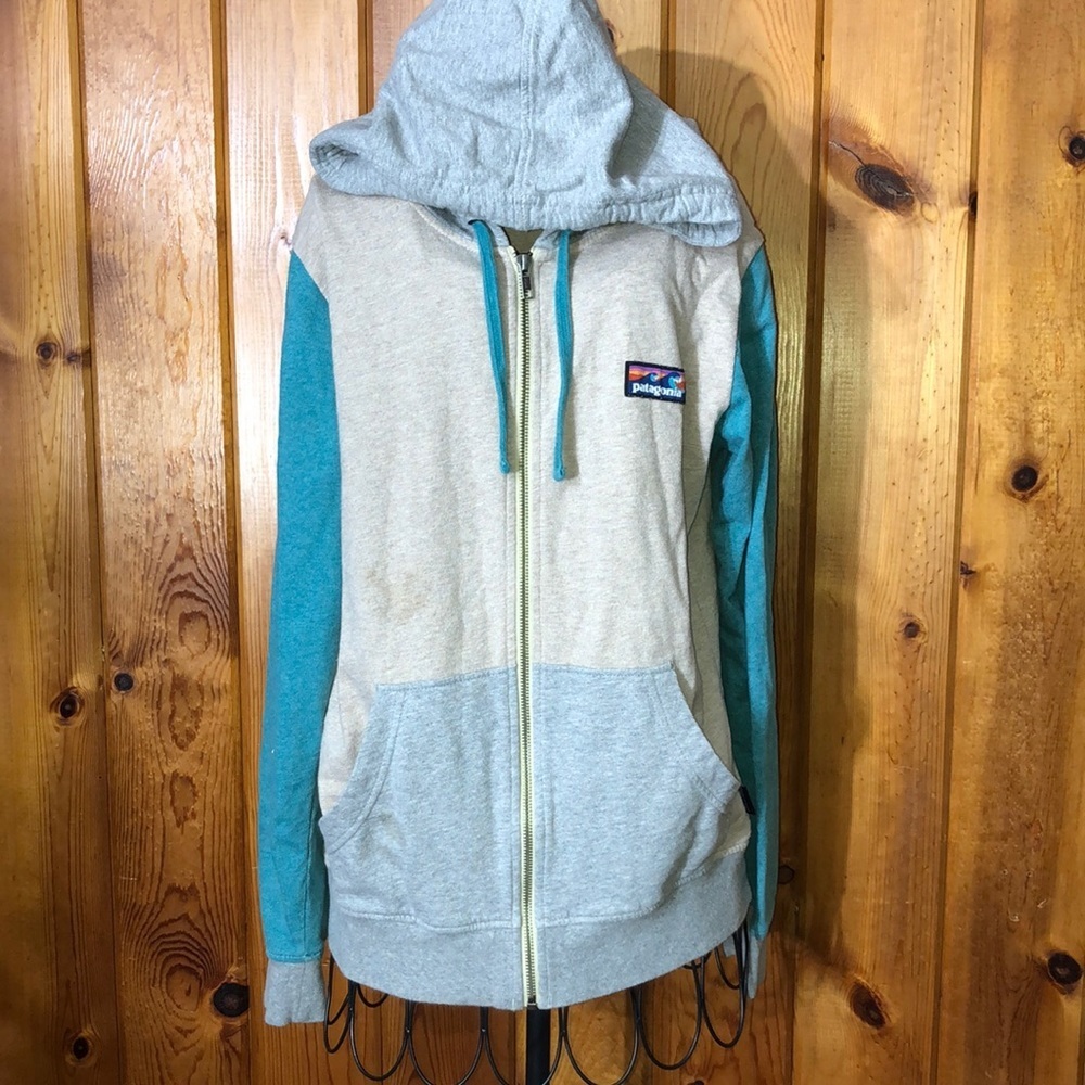 Patagonia Full Zip Sweater Hoodie Organic Cotton small color block sweatshirt​​